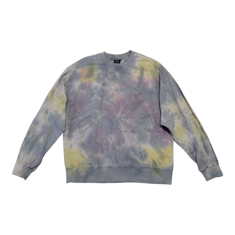 Zara Men's M Crew Neck Pastels Tie Dye Sweatshirt Pullover Oversized Y2K